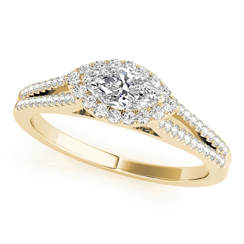 Vintage - Style Engagement Rings with Intricate ScrollworkAuriya 14k Yellow Gold Lab Grown Marquise Diamond Halo Engagement Ring 0.50 to 5.00 ct. tw. (F-G VS)