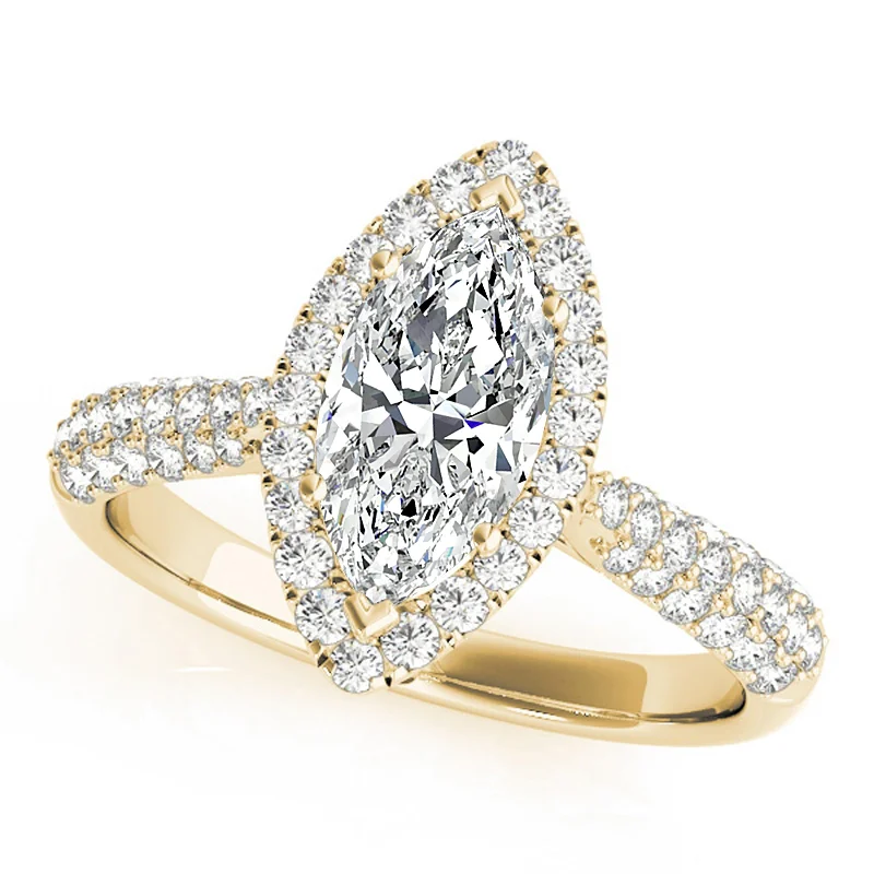 Art Nouveau - Inspired Engagement Rings with Organic MotifsAuriya 14k Yellow Gold Lab Grown Marquise Diamond Halo Engagement Ring 0.50 to 5.00 ct. tw. (F-G VS)