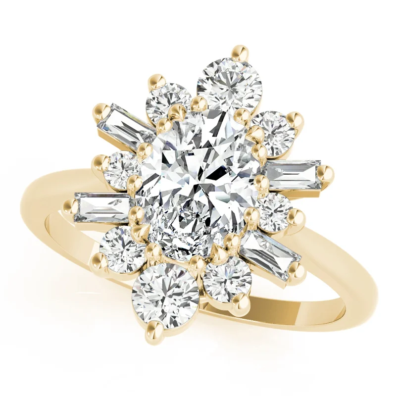 Engagement Rings with a Triple - Row Diamond BandAuriya 14k Yellow Gold Lab Grown Oval Diamond Halo Engagement Ring 0.50 to 5.00 ct. tw. (F-G VS)