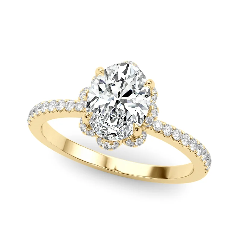 Rose - Cut Diamond Engagement Rings with a Rustic CharmAuriya 14k Yellow Gold Lab Grown Oval Diamond Halo Engagement Ring 0.50 to 5.00 ct. tw. (F-G VS)