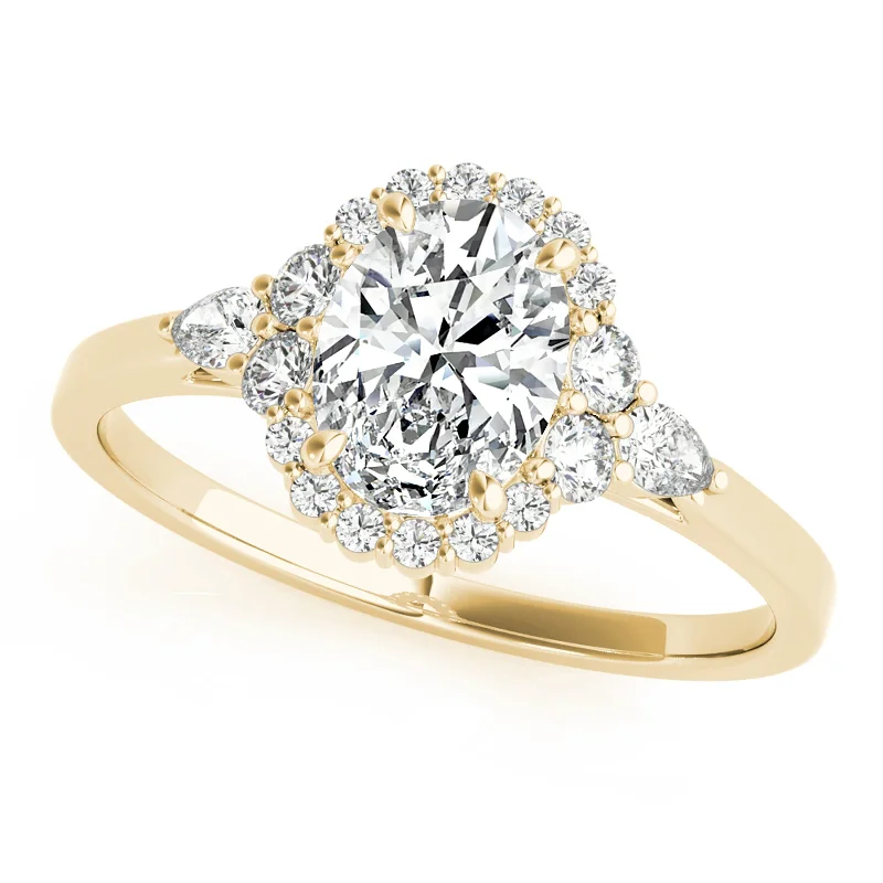 Pear - Shaped Engagement Rings with Twisted Shank DesignsAuriya 14k Yellow Gold Lab Grown Oval Diamond Halo Engagement Ring 0.50 to 5.00 ct. tw. (F-G VS)