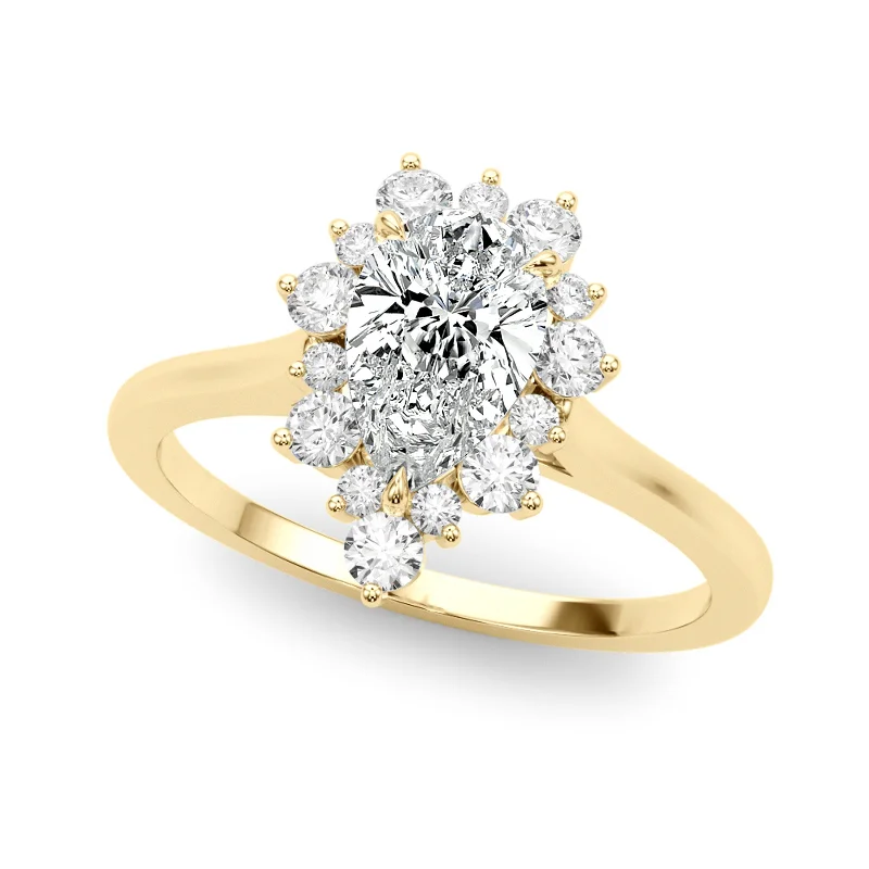 Engagement Rings with a Hidden Halo and Pavé - Set BandAuriya 14k Yellow Gold Lab Grown Pear Diamond Halo Engagement Ring 0.50 to 5.00 ct. tw. (F-G VS)