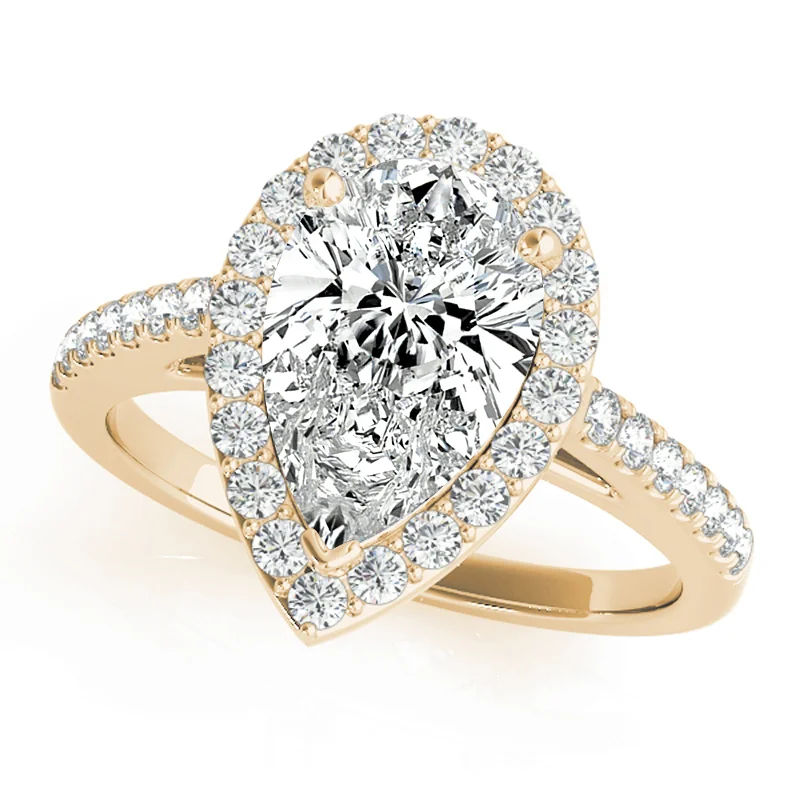 Engagement Rings with a Cathedral - Style Basket SettingAuriya 14k Yellow Gold Lab Grown Pear Diamond Halo Engagement Ring 0.50 to 5.00 ct. tw. (F-G VS)