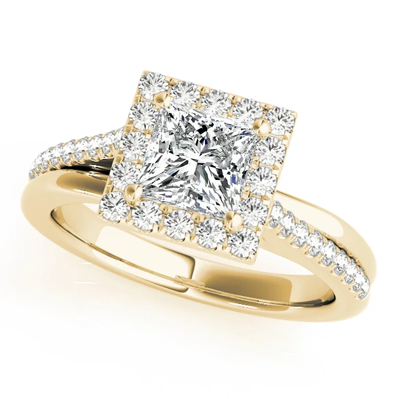 Engagement Rings with a Triple - Row Diamond BandAuriya 14k Yellow Gold Lab Grown Princess Diamond Halo Engagement Ring 0.50 to 5.00 ct. tw. (F-G VS)