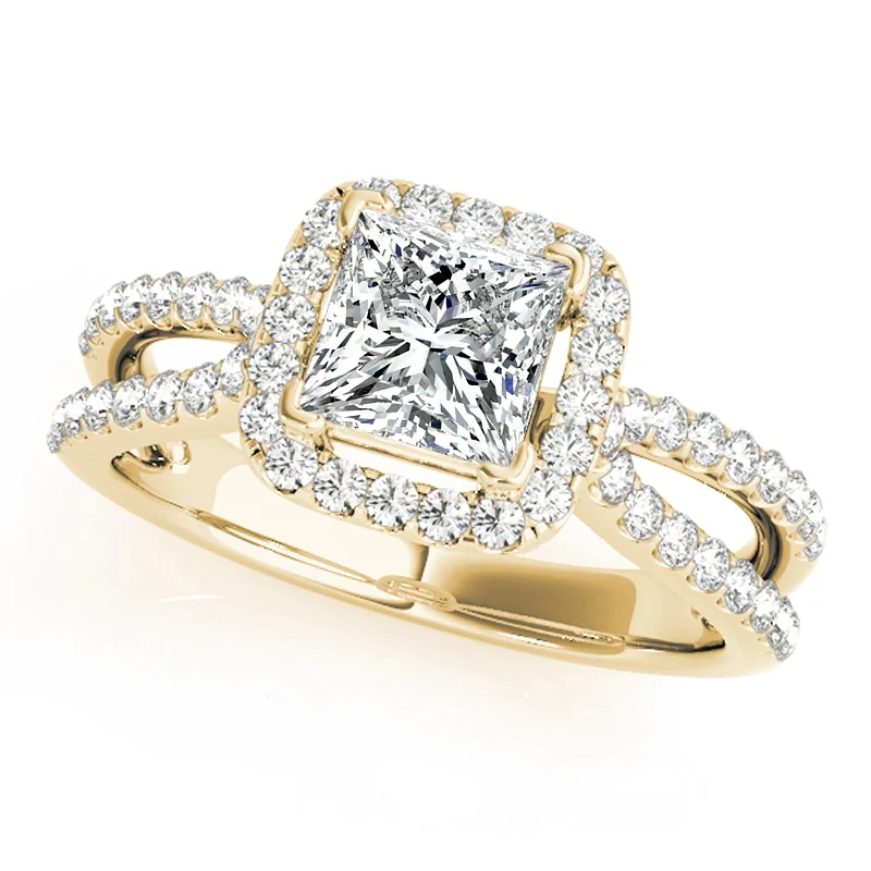 Engagement Rings with a Floral - Inspired Prong SettingAuriya 14k Yellow Gold Lab Grown Princess Diamond Halo Engagement Ring 0.50 to 5.00 ct. tw. (F-G VS)