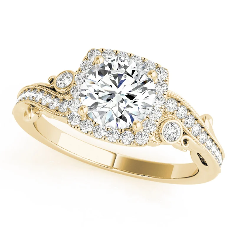 Engagement Rings with a Hidden Halo and Pavé - Set BandAuriya 14k Yellow Gold Lab Grown Round Diamond Halo Engagement Ring 0.50 to 5.00 ct. tw. (F-G VS)