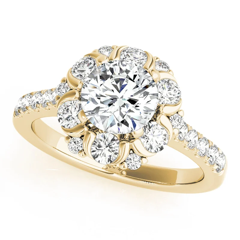 Engagement Rings with a Floral - Inspired Prong SettingAuriya 14k Yellow Gold Lab Grown Round Diamond Halo Engagement Ring 0.50 to 5.00 ct. tw. (F-G VS)