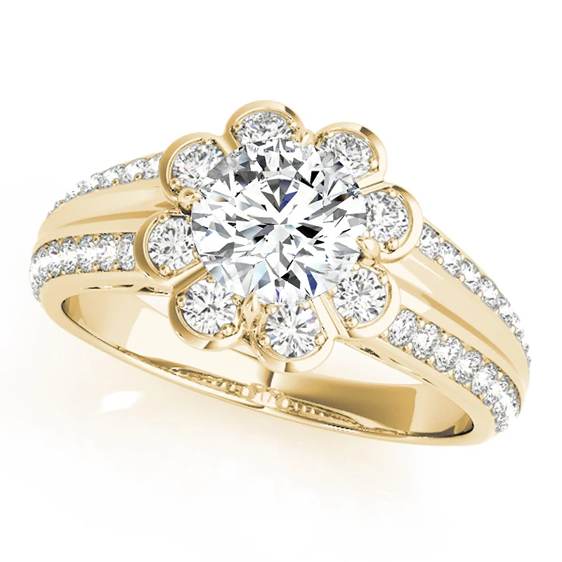 Engagement Rings with a Floral - Inspired Prong SettingAuriya 14k Yellow Gold Lab Grown Round Diamond Halo Engagement Ring 0.50 to 5.00 ct. tw. (F-G VS)