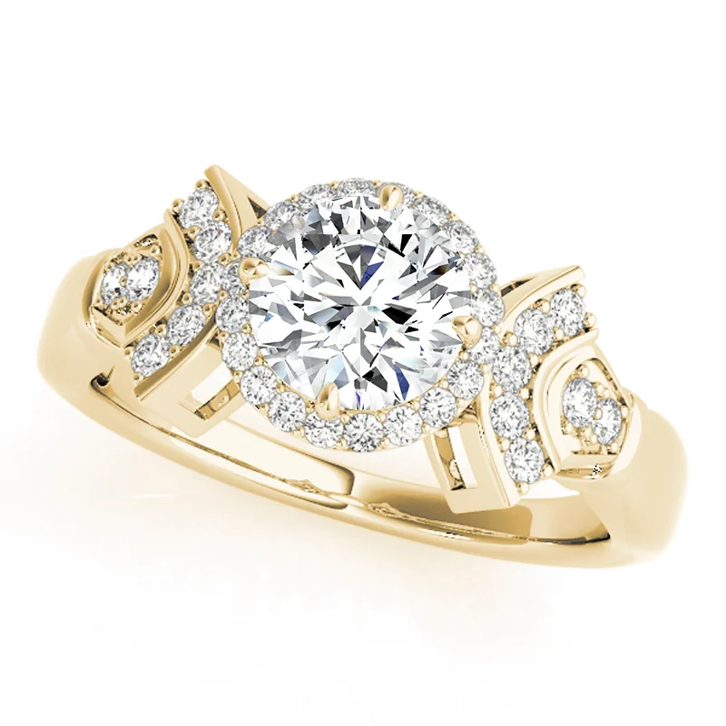 Art Nouveau - Inspired Engagement Rings with Organic MotifsAuriya 14k Yellow Gold Lab Grown Round Diamond Halo Engagement Ring 0.50 to 5.00 ct. tw. (F-G VS)