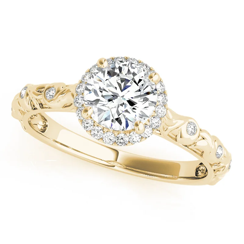 Vintage - Style Engagement Rings with Intricate ScrollworkAuriya 14k Yellow Gold Lab Grown Round Diamond Halo Engagement Ring 0.50 to 5.00 ct. tw. (F-G VS)