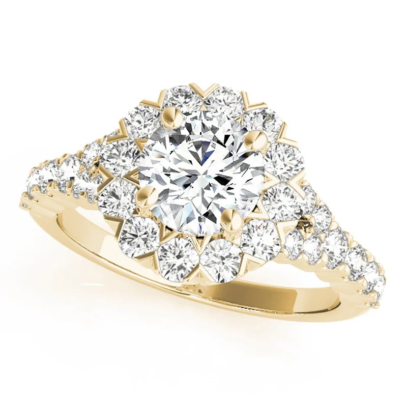 Rose - Cut Diamond Engagement Rings with a Rustic CharmAuriya 14k Yellow Gold Lab Grown Round Diamond Halo Engagement Ring 0.50 to 5.00 ct. tw. (F-G VS)