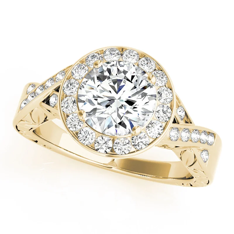 Engagement Rings with a Triple - Row Diamond BandAuriya 14k Yellow Gold Lab Grown Round Diamond Halo Engagement Ring 0.50 to 5.00 ct. tw. (F-G VS)