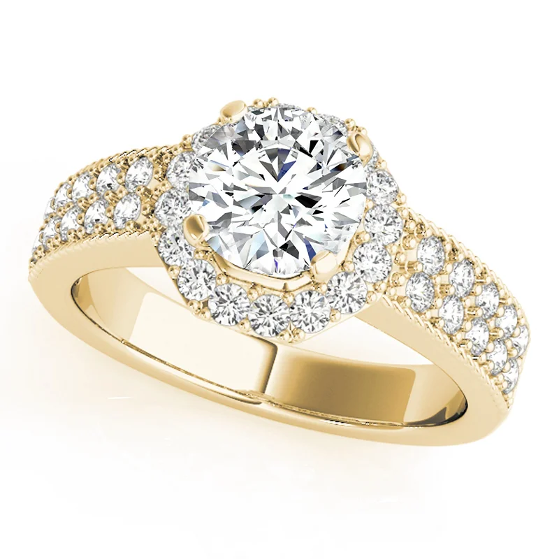 Vintage - Style Engagement Rings with Intricate ScrollworkAuriya 14k Yellow Gold Lab Grown Round Diamond Halo Engagement Ring 0.50 to 5.00 ct. tw. (F-G VS)