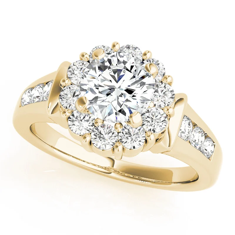 Art Nouveau - Inspired Engagement Rings with Organic MotifsAuriya 14k Yellow Gold Lab Grown Round Diamond Halo Engagement Ring 0.50 to 5.00 ct. tw. (F-G VS)