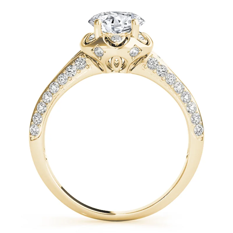 Vintage - Style Engagement Rings with Intricate ScrollworkAuriya 14k Yellow Gold Lab Grown Round Diamond Halo Engagement Ring 0.50 to 5.00 ct. tw. (F-G VS)