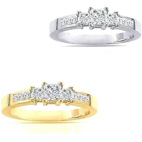 Engagement Rings with a Triple - Row Diamond BandAuriya 2ctw 3 Stone Princess-Cut Diamond Engagement Ring 14K Gold (I-J, SI1-SI2)