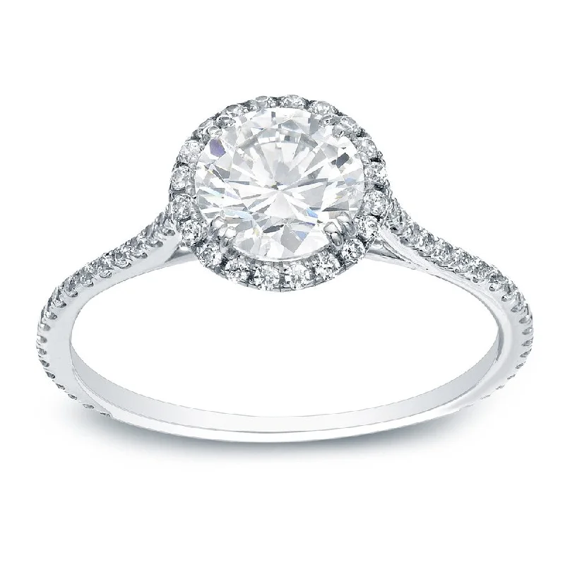 Engagement Rings with a Cathedral - Style Basket SettingAuriya Platinum 1 1/2 carat TW Round Halo Diamond Engagement Ring