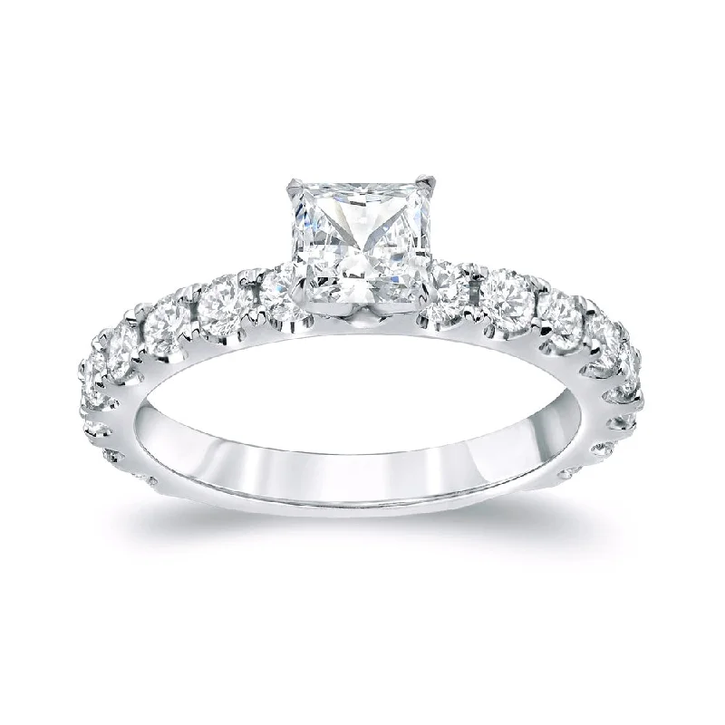 Art Nouveau - Inspired Engagement Rings with Organic MotifsAuriya Platinum 1 1/2ct TDW Princess-Cut Diamond Engagement Ring