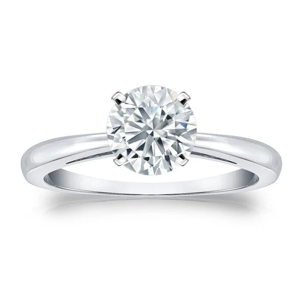 Engagement Rings with a Hidden Halo and Pavé - Set BandAuriya Platinum 1 1/4ctw Round Solitaire Diamond Engagement Ring GIA Certified