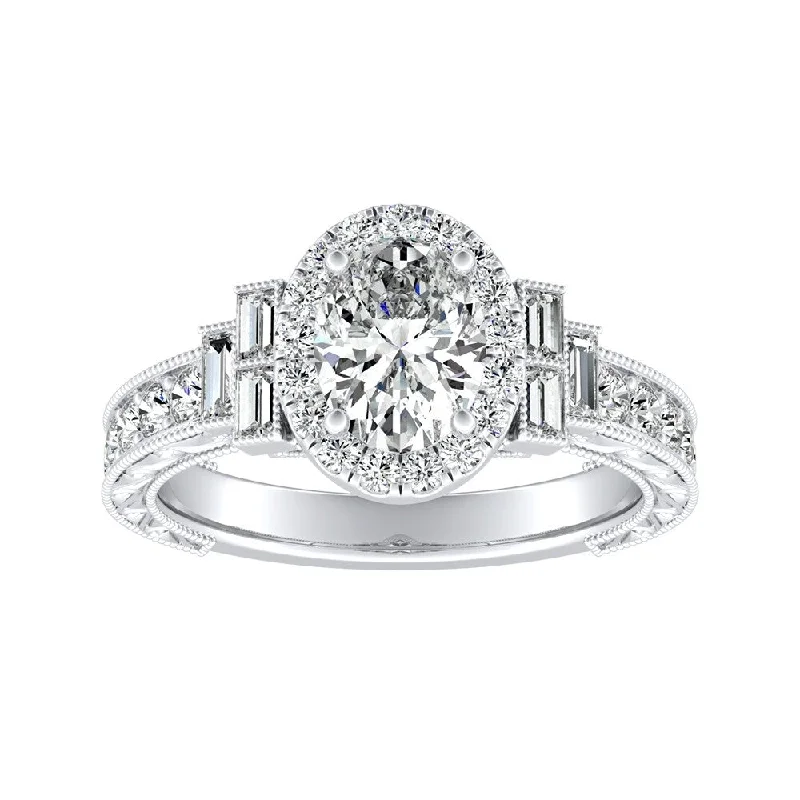 Art Nouveau - Inspired Engagement Rings with Organic MotifsAuriya Platinum 1 5/8ctw Vintage Oval-cut Halo Diamond Engagement Ring (H-I, SI1-SI2)