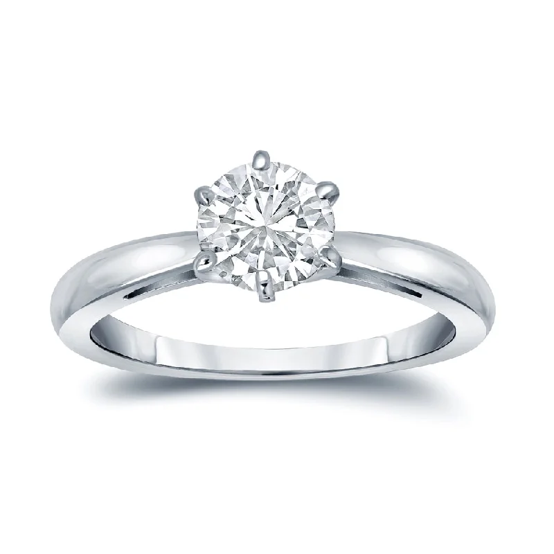 Cushion - Shaped Engagement Rings with Bead - Set DiamondsAuriya Platinum Certified 0.75ct TDW Round 6-Prong Solitaire Diamond Engagement Ring