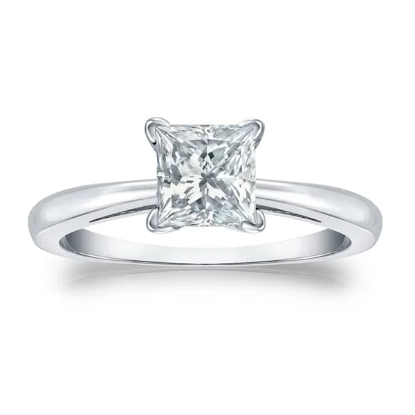 Engagement Rings with a Floral - Inspired Prong SettingAuriya Platinum GIA Certified 1.00-Carat TDW Princess-Cut Solitaire Diamond Engagement Ring