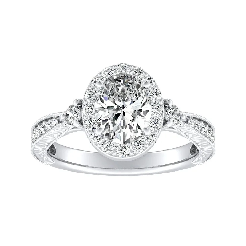 Engagement Rings with a Cathedral - Style Basket SettingAuriya Platinum Vintage Oval Halo Diamond Engagement Ring 1 1/3ctw (I-J, I1-I2)