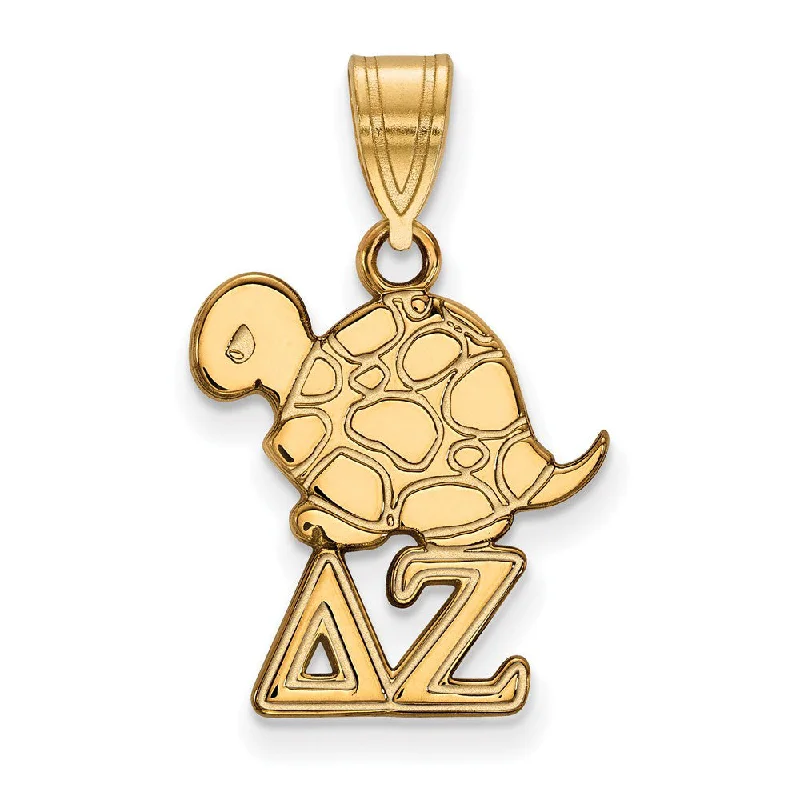 Leather - Wrapped Pendants with Brass Stud Embellishments14K Plated Silver Delta Zeta Small Pendant