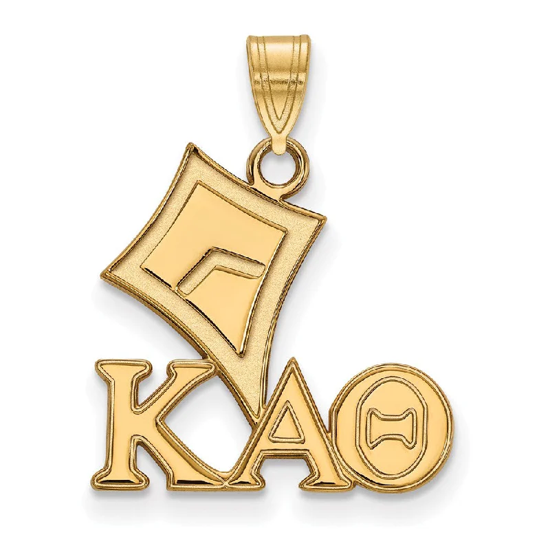 Hand - Carved Wooden Pendants with Folk - Art Motifs14K Plated Silver Kappa Alpha Theta Small Pendant