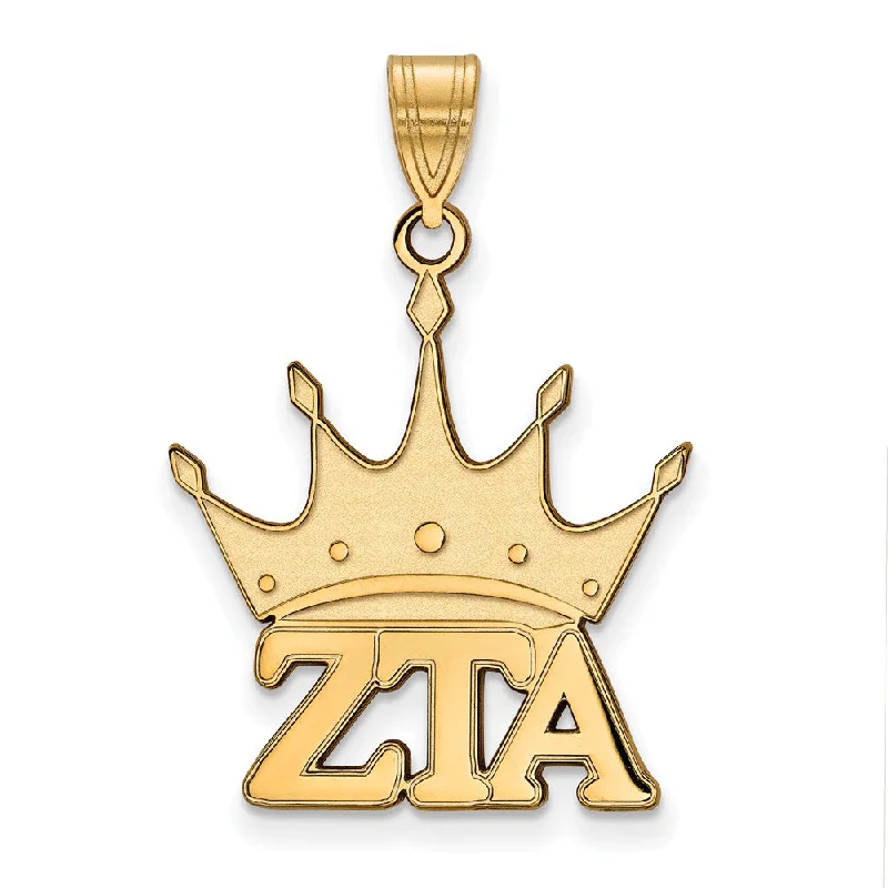 Gold - Plated Pendants with Enameled Floral Bouquets14K Plated Silver Zeta Tau Alpha Medium Pendant