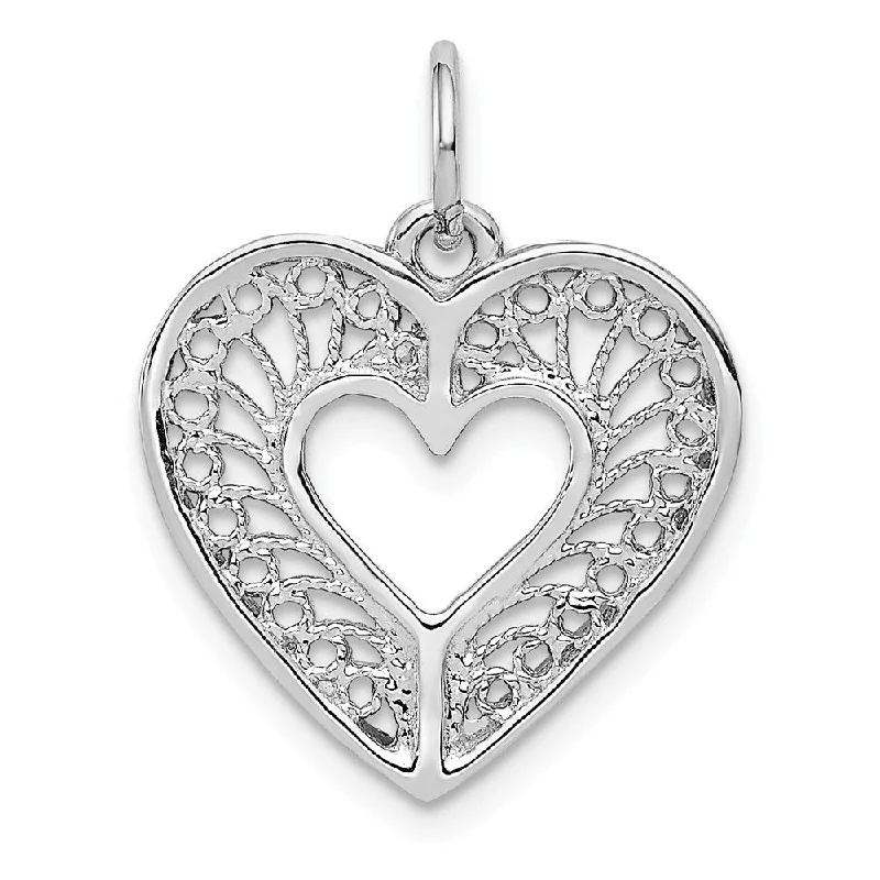 Resin Pendants with Encapsulated Butterfly Wings14k White Gold Diamond Cut Filigree Heart Charm or Pendant, 17mm