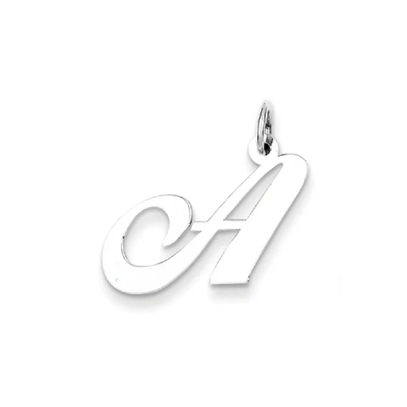 Crystal - Encrusted Pendants in the Shape of a Crown14k White Gold, Ella Collection Medium Fancy Script Initial A Pendant