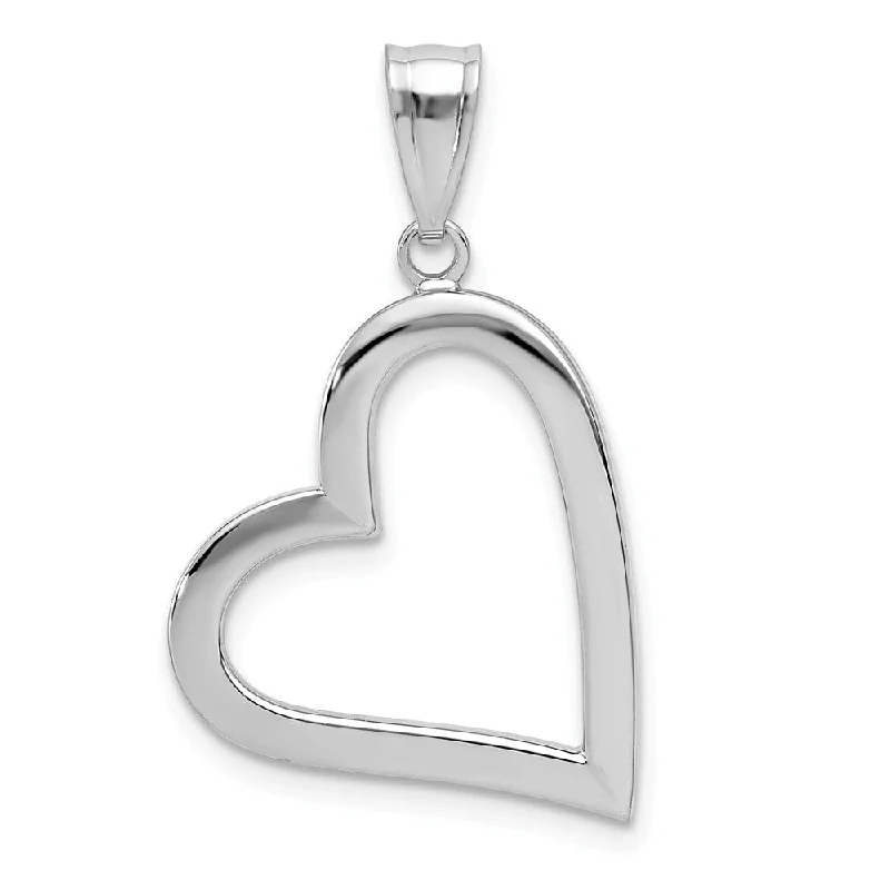 Leather - Wrapped Pendants with Brass Stud Embellishments14k White Gold Hollow Heart Pendant, 17mm