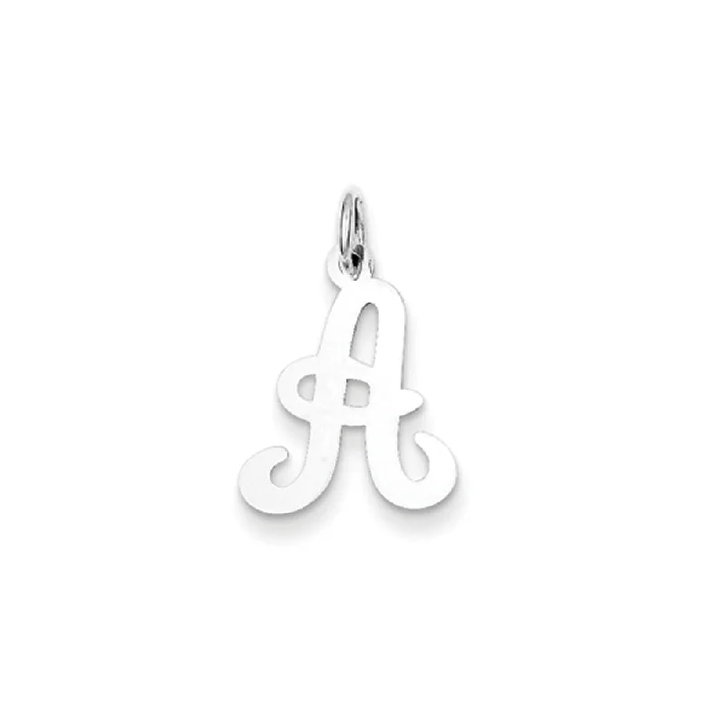 Leather - Wrapped Pendants with Brass Stud Embellishments14k White Gold, Sophia Collection, Small Script Initial A Pendant