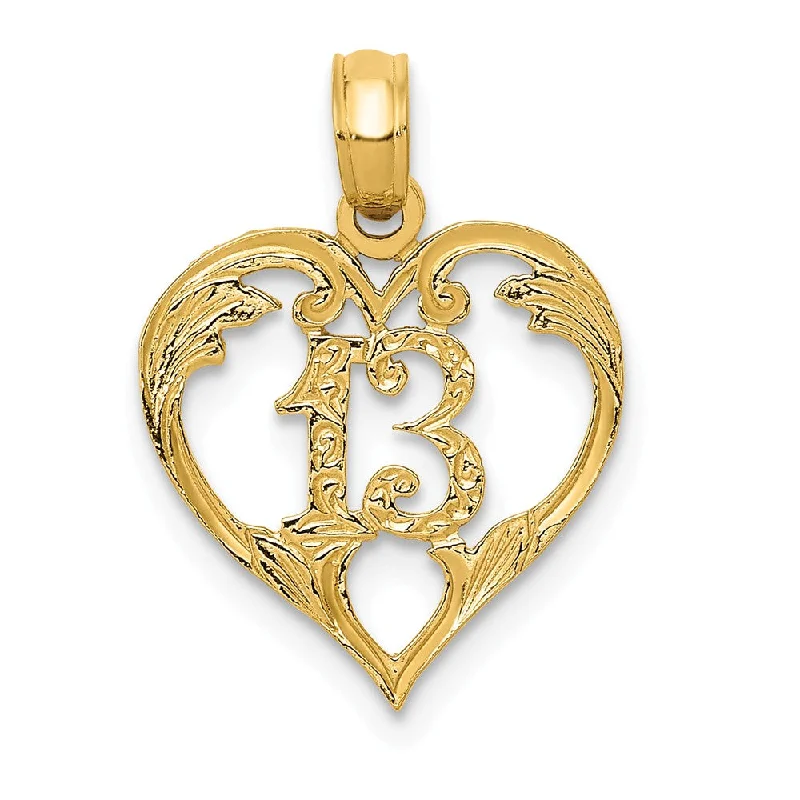 Recycled Metal Pendants with Upcycled Jewelry Components14k Yellow Gold 13 In Heart Cut Out Pendant, 13mm