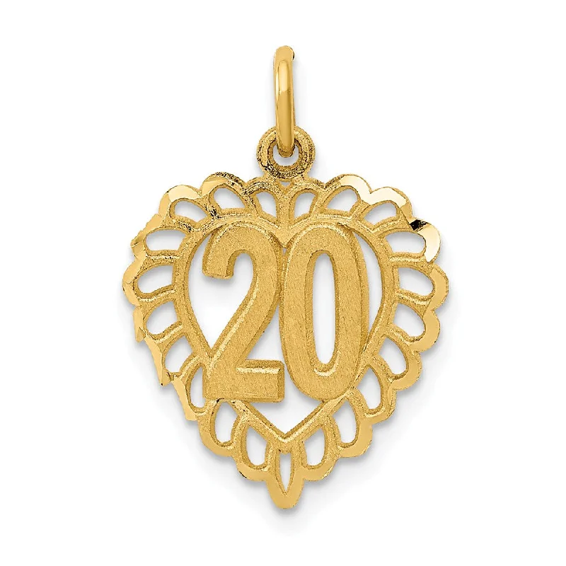 Bone - Carved Pendants with Tribal - Inspired Symbols14k Yellow Gold 20 inside Heart Charm or Pendant, 15mm