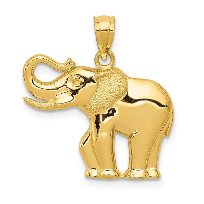 Bone - Carved Pendants with Tribal - Inspired Symbols14k Yellow Gold 2D Elephant Pendant, 20mm (3/4 Inch)