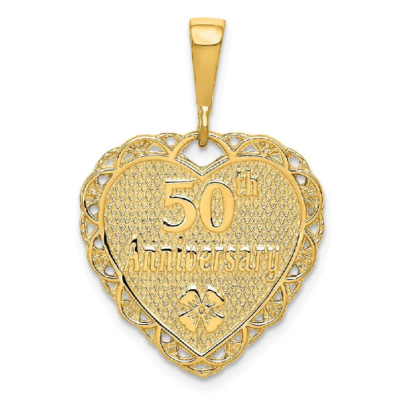 Stainless Steel Pendants with Laser - Etched Motivational Quotes14k Yellow Gold 50th Anniversary Scalloped Heart Pendant, 20mm