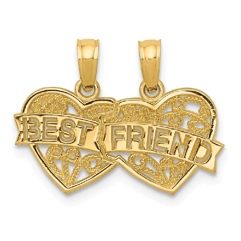 Coral - Trimmed Pendants with Seashell and Pearl Accents14k Yellow Gold Best Friend Double Hearts Set of 2 Pendants, 19mm