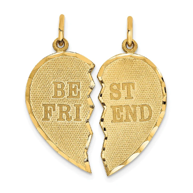 Copper Pendants with Hammered and Patinated Finishes14k Yellow Gold Best Friend Heart Set of 2 Charm or Pendants, 22mm