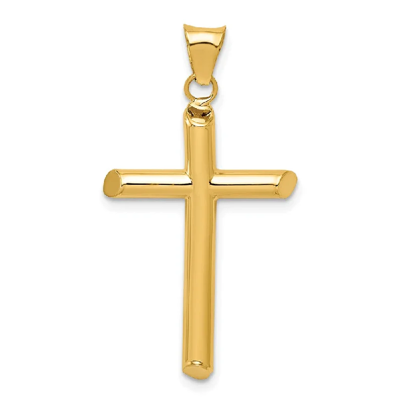 Sterling Silver Pendants with Hand - Engraved Family Crests14k Yellow Gold Beveled Edge Hollow Tube Cross Pendant