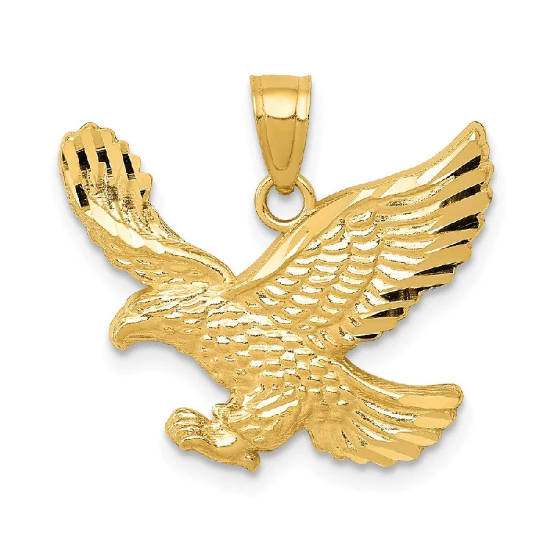 Crystal - Encrusted Pendants in the Shape of a Crown14k Yellow Gold Diamond Cut Eagle Pendant, 20mm (3/4 inch)