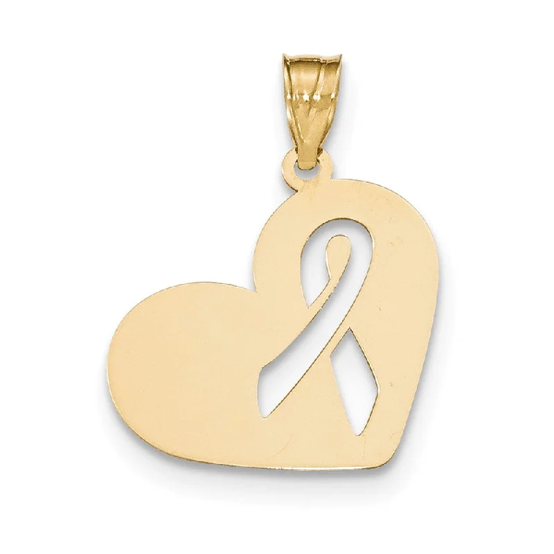 Hand - Carved Wooden Pendants with Folk - Art Motifs14k Yellow Gold Heart with Awareness Ribbon Pendant, 22mm (7/8 inch)