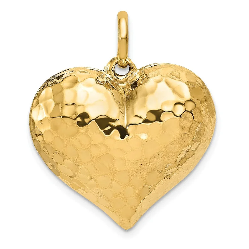 Obsidian Pendants with Shiny Mirror - Like Surfaces14k Yellow Gold Hollow Hammered Puffed Heart Pendant, 25mm