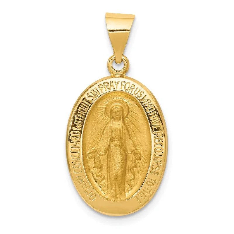 Stainless Steel Pendants with Laser - Etched Motivational Quotes14k Yellow Gold Hollow Oval Miraculous Medal Pendant