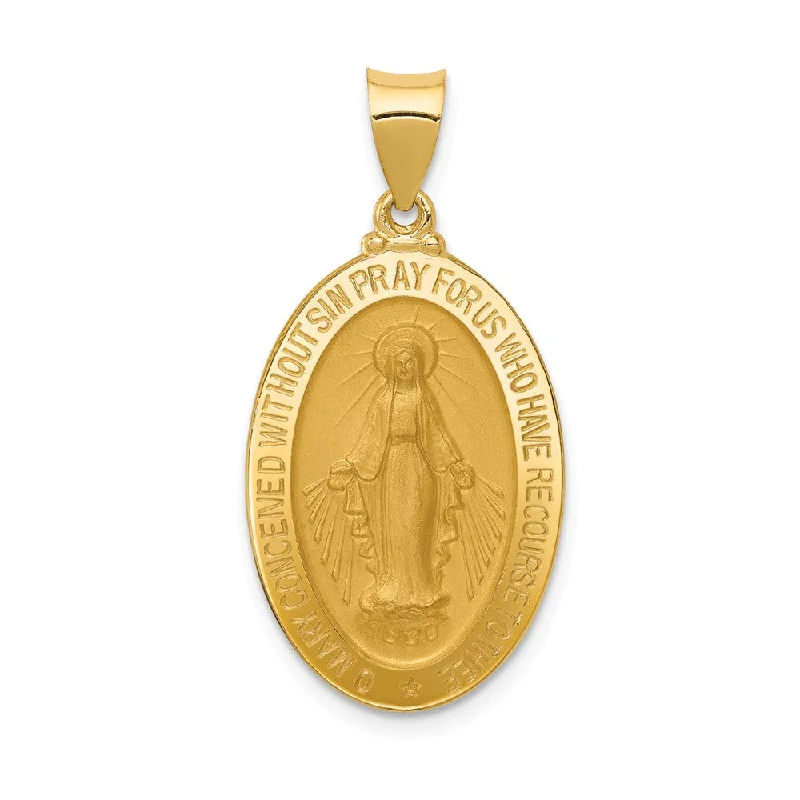 Copper Pendants with Hammered and Patinated Finishes14k Yellow Gold Hollow Oval Satin Miraculous Medal Pendant, 15 x 32mm