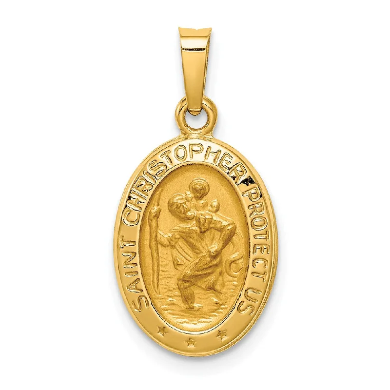 Lapis Lazuli Pendants with Gold - Leaf Accents14k Yellow Gold Hollow Saint Christopher Medal Pendant, 11 x 22mm