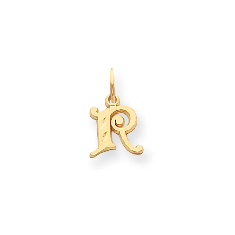 Sterling Silver Pendants with Hand - Engraved Family Crests14k Yellow Gold, Isabelle Collection, Mini Letter R Initial Charm