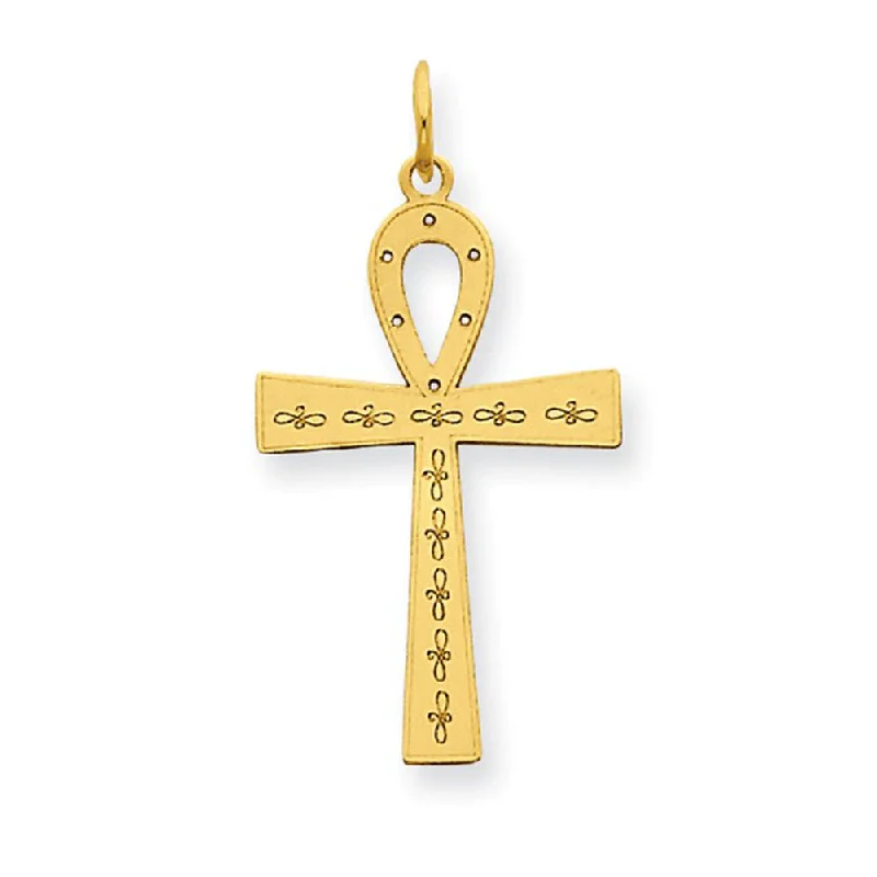 Sterling Silver Pendants with Hand - Engraved Family Crests14k Yellow Gold Laser Designed Ankh Cross Pendant