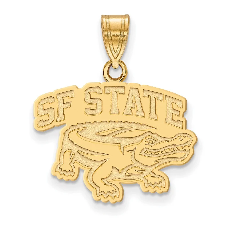 Hand - Carved Wooden Pendants with Folk - Art Motifs14K Yellow Gold Plated Sterling Silver San Francisco State MD Pendant